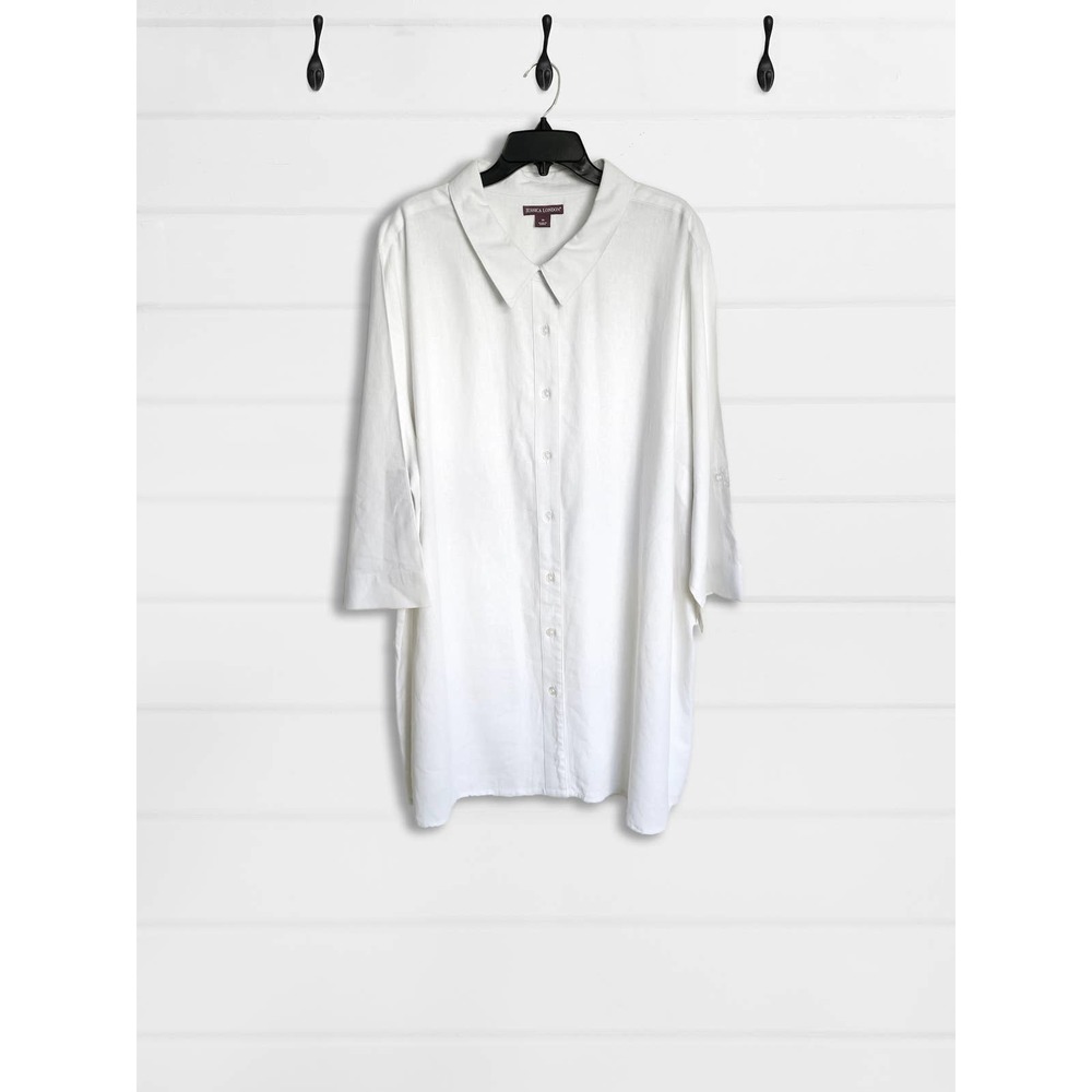 Womens Jessica London 100 % Linen Long Oversized Tunic Dress Size L